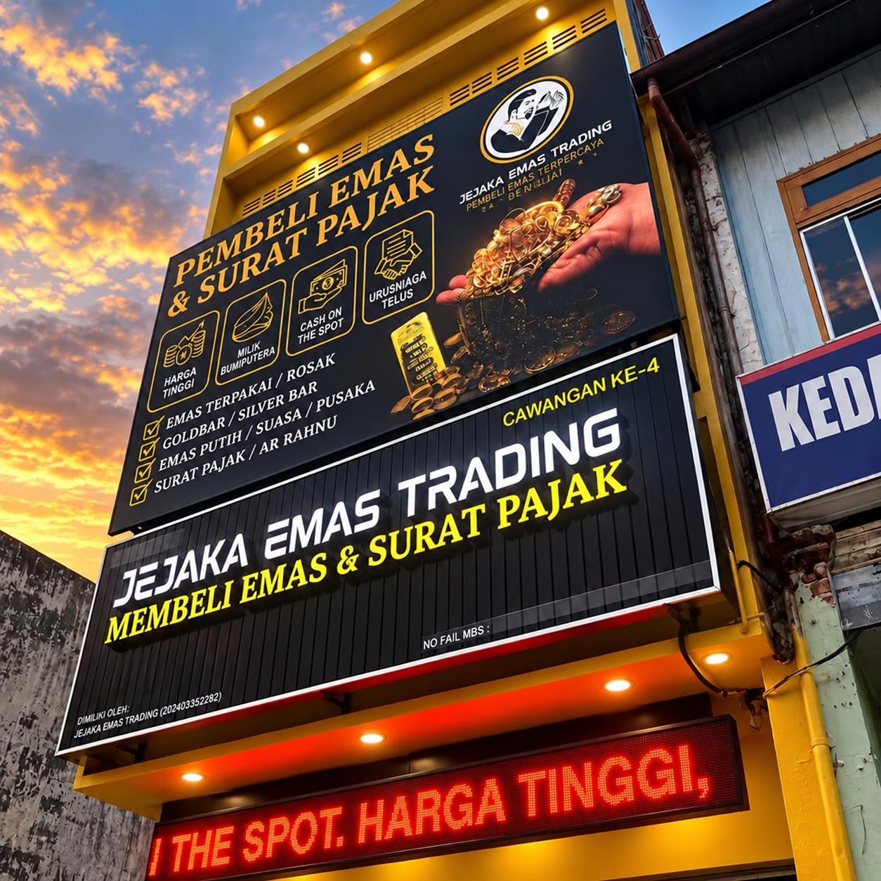 Papan tanda premis Jejaka Emas Trading
